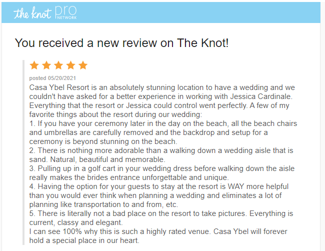 Thank you for the wonderful review.  <a href="/casaybelresort/">Casa Ybel Resort</a> #sanibel #destinationwedding