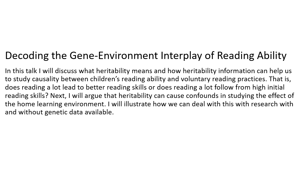 Dr Elsje van Bergen (@drelsje) on Twitter photo Interested in reading, gene-environment correlations, or the home learning environment? Virtually join my #seminar 'in' London <a href="/RHULPsychology/">Royal Holloway Psychology</a> on Wednesday, 2pm London time. I'm also available to chat afterwards Interested in reading, gene-environment correlations, or the home learning environment? Virtually join my #seminar 'in' London <a href="/RHULPsychology/">Royal Holloway Psychology</a> on Wednesday, 2pm London time. I'm also available to chat afterwards