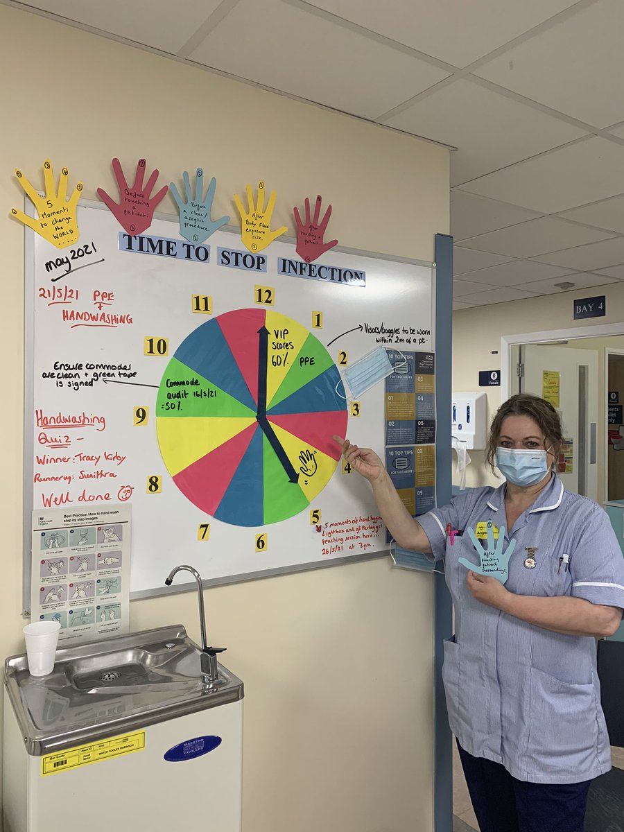 Our infection control champion Angie has created a quiz for our staff complete with prizes.. here she is with our winner Tracey 🥇

Also proudly displaying her information board she has created 🦠