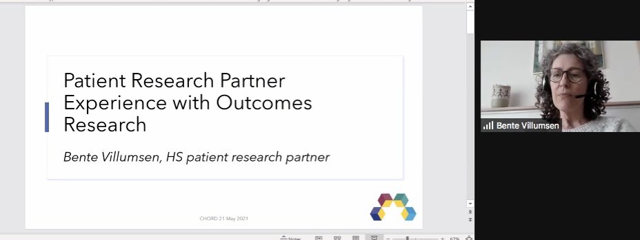 CHORDcollab's tweet photo. @BenteVillumsen reflecting on the importance of patient perspectives in the development of dermatology outcome measures #CHORD2021 #dermtwitter https://t.co/0fJyuwcOeF