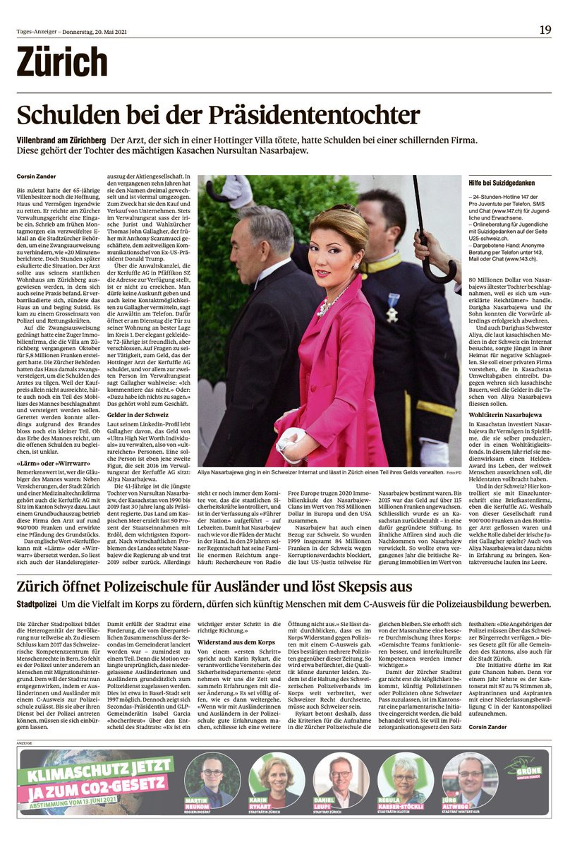 jardemalie's tweet image. After the article on Alia Nazarbayeva I have Qs. Some of them: why is #Nazarbayev’s daughter is a &quot;ultra high net worth individual&quot;? What is the source of her funds? How Aliya was approved by Swiss banking compliance? Why her Swiss shell company keeps changing names/addresses?🧐