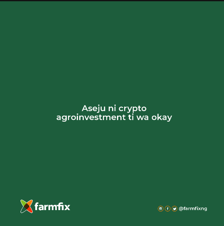 opadokun_b's tweet photo. @FarmFixng don talk am ooo, as crypto market don dey crash, make we shift gear go agro-investment.
#agriculture #Farmfix #Farmfixer #cryptocrash #Aseju #Agroinvestment
#investors. https://t.co/wzrnbrFyUF