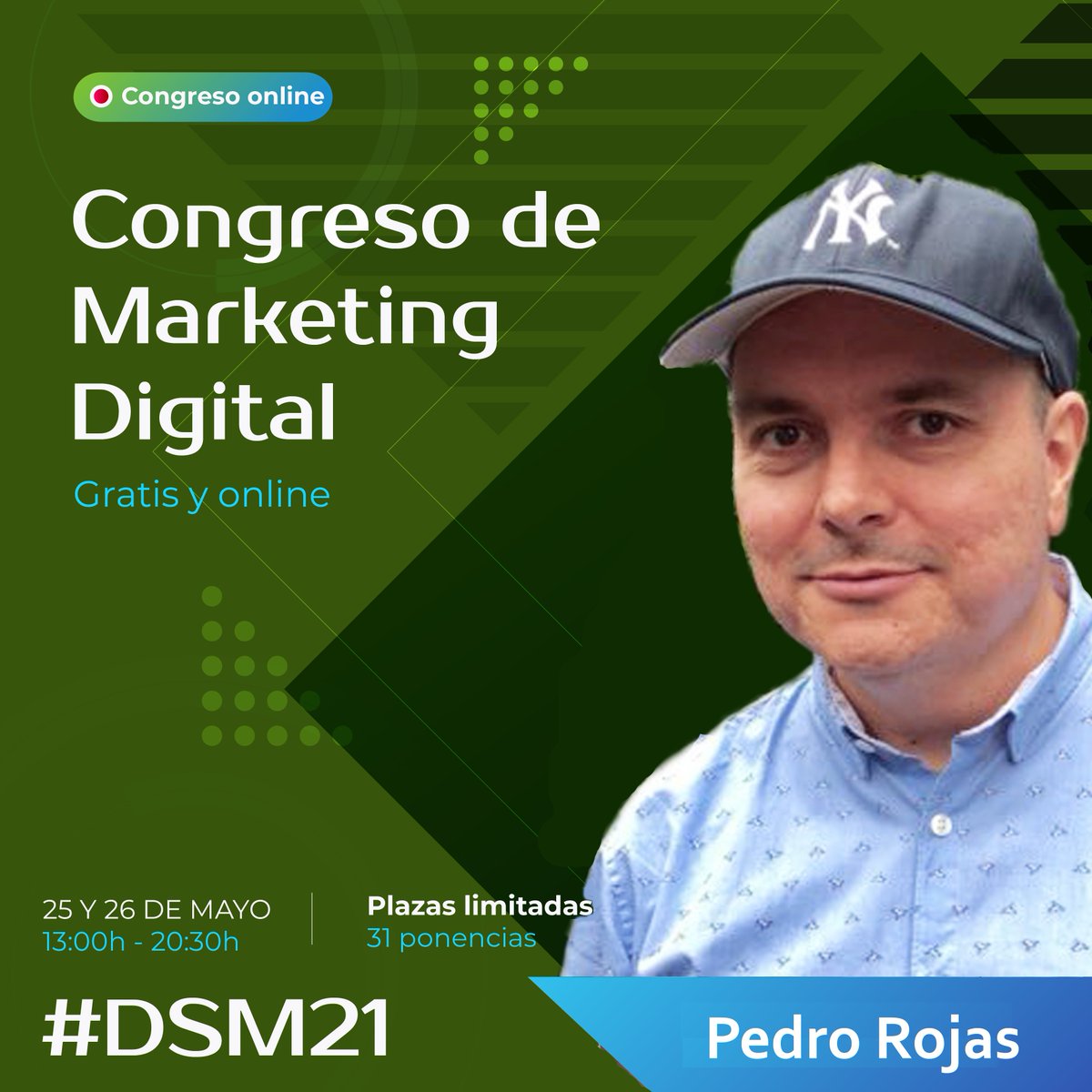 #DSM21 | Digital &amp; Social Marketing 2021

Congreso de #MarketingDigital y #SocialMedia 

🗓️ 25 de Mayo
⏰ 16h #Espana 

🏁 Larga con su Ponencia
Pedro Rojas <a href="/SeniorManager/">Pedro Rojas</a> 

🤔 💭 ¿Por qué no funciona lo que estoy haciendo en Instagram? 

Y cómo solucionarlo...

Vía: <a href="/TecnoCampus/">TecnoCampus</a>