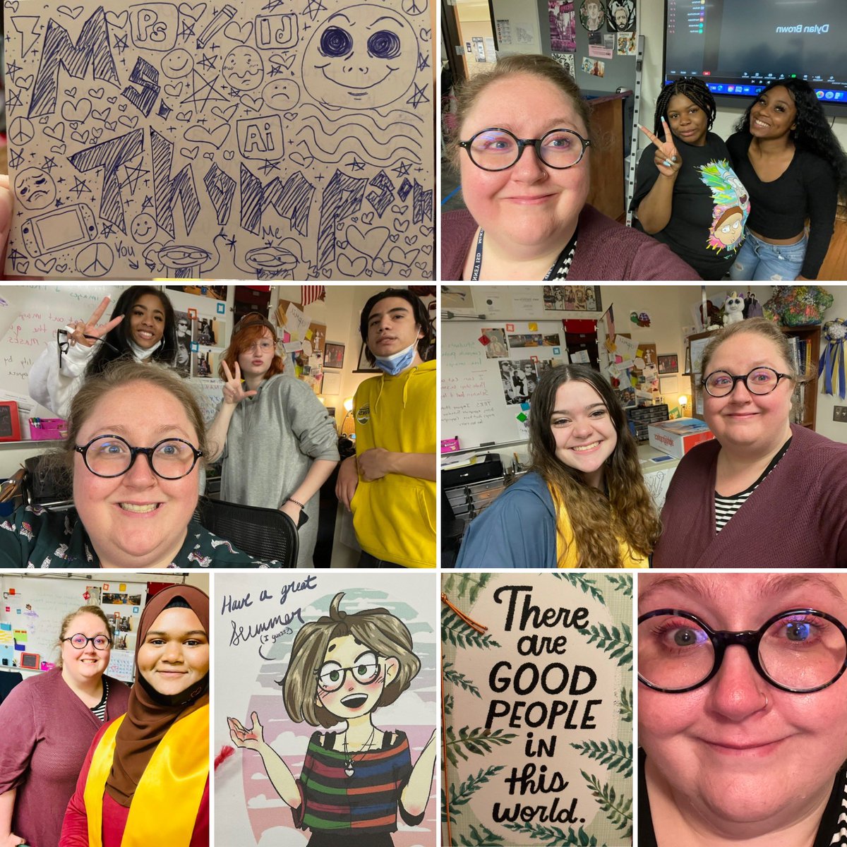 katye_thompson's tweet photo. Yesterday was so emotionally hard. I ugly cried in all of my classes. 

I provided a safe space for my students and they knew I loved them. They learned cool new things and appreciated my hard work this year. 

I got so many cards, emails and students waited in line for hugs. https://t.co/9JuKjKgziJ