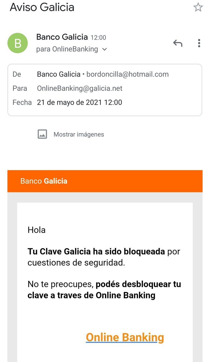 alvaro_chirou's tweet photo. Esta fácil de detectar el phishing.
O ya no se esfuerzan o peor aún, con esto les alcanza para tener victimas.
¿Que piensan ustedes?
Recuerden que para prevenir esto deben:
- sospechar si les piden claves o datos personales.
- no hagan click en las url, vayan directo a la web https://t.co/f0QEeqN7c5