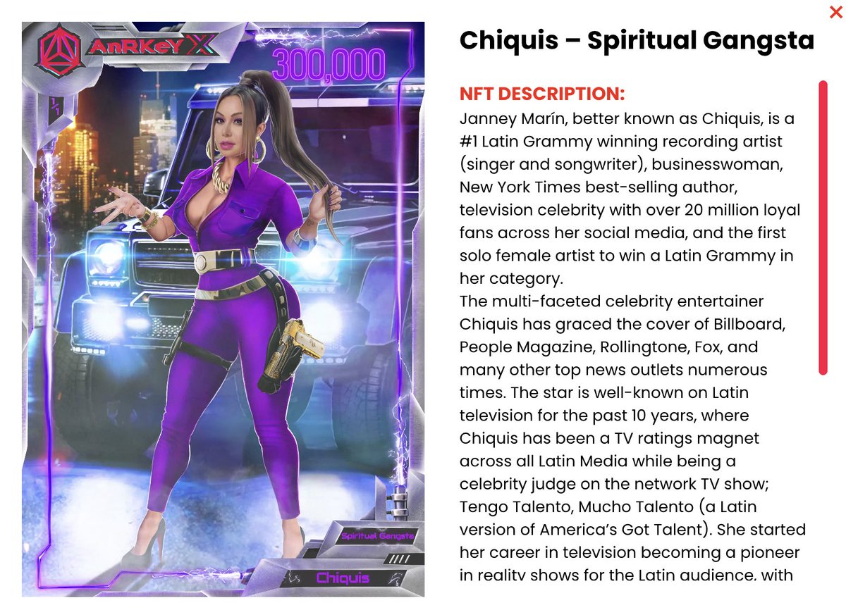 socialdiva's tweet photo. Our @Chiquis626 celebrity game card is live! I am so proud of the team @AnRKeyX  #NFTdrop #NFTs 

https://t.co/8INxfurwnT https://t.co/l1wCJr7DpB