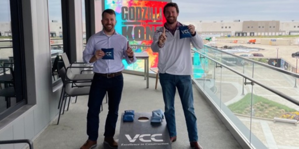 vccusa's tweet photo. Congratulations to Team "Corn in the USA" members Jeremy Shipley and Ryan Karstendiek on being our inaugural 2020-2021 Dallas Office Cornhole Champs! 

#VCCusa #TeamVCC #InItToWinIt #CornholeTournament #FriendlyCompetition #CornInTheUSA #GrandscapeTX https://t.co/6uQBRaOIgk