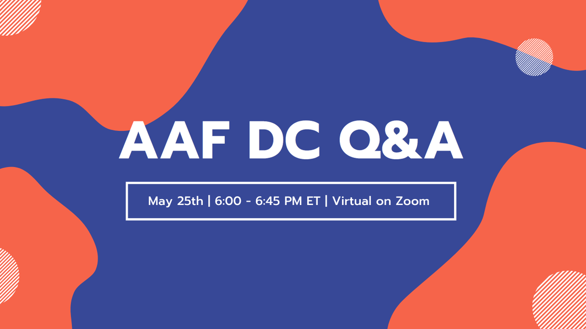 Our members range from rising professionals to decisionmakers, and everything in between. Join the next virtual Q&amp;A Interest Meeting May 25 at 6pm to learn how our club can support your professional goals: buff.ly/3dWMAlw #AAFDC