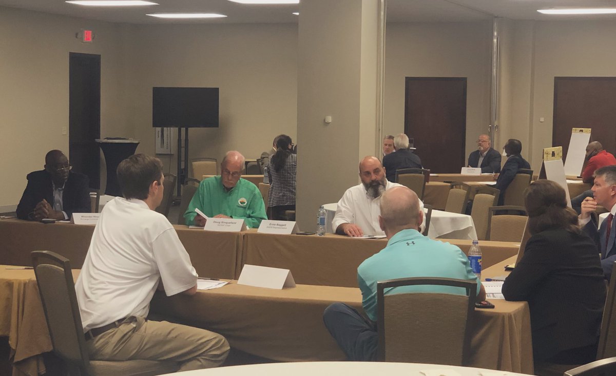sonnybrasfield's tweet photo. Small groups working on the Association’s new strategic plan — “Road to Achievement”. Input from county officials and employees will shape the Association’s strategic vision for the next 5 years.
@AlabamaCounties @NACoTweets
#alpolitics #67ONE https://t.co/CsuyhzREgt