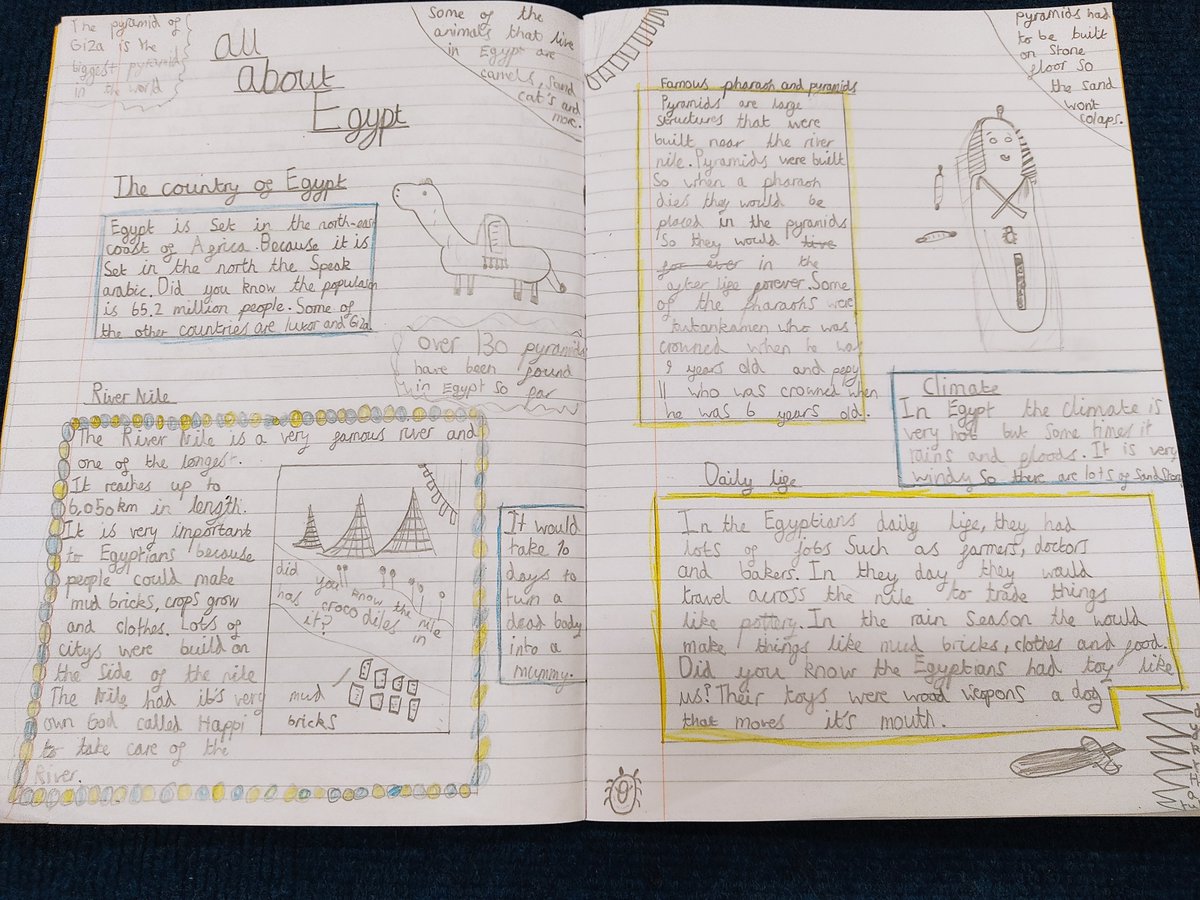 DringhousesPS's tweet photo. After researching their facts earlier in the week, Class 6 (Y3) have produced their own INCREDIBLE information texts all about modern and ancient Egypt. We have learnt a lot about the country and its history. #DringEnglish #DringHistory https://t.co/y8PftRjqNy