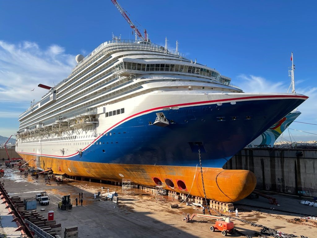 CarnivalCruise's tweet photo. A magical make-over 😍Carnival Magic now has a new red, white and blue livery! #ChooseFun #CarnivalCruise https://t.co/OitgWeK3N7