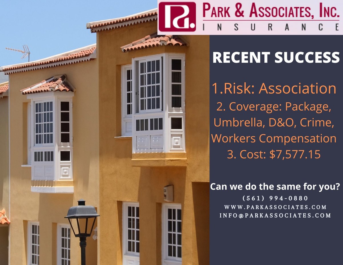 parkassoc's tweet image. #associationmanagement #associationinsurance Call (561) 994-0880 and ask our Commercial Lines team to review your association insurance. #properinsurance