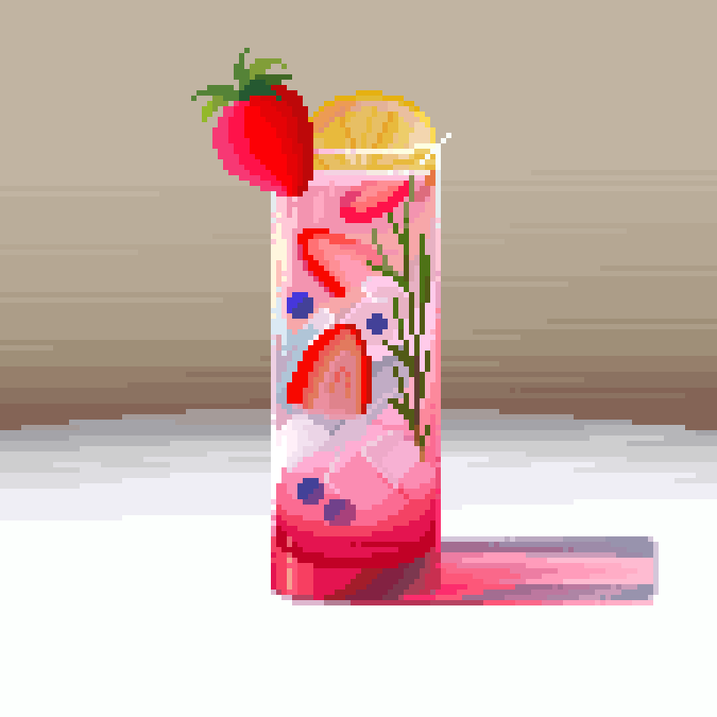 16pxl's tweet photo. pixel art drinks 🍋🫐🍓✨ https://t.co/YlKc7DIyKy