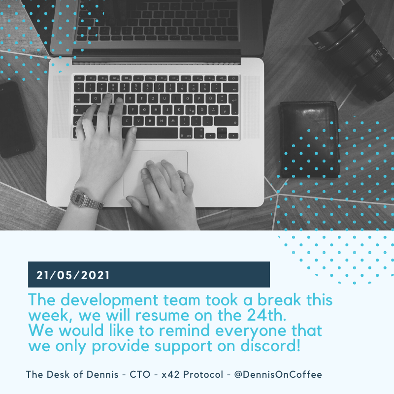 x42protocol's tweet photo. Everyone deserves a break, and so do you.
Make sure you are treating yourself well, taking care of your mind and body.

#x42 development will be back on the 24th! https://t.co/9agkCfm0H4