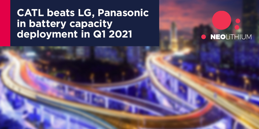 CATL deployed 13.3 GWh of battery capacity onto roads in newly sold passenger EVs globally, 12% more than the 11.9 GWh deployed by LG 
Read more here: bit.ly/345lVxq
#NeoLithium $NLC.V $NTTHF #NE2 #lithiumionbattery  #Sustainability #greenenergy #EV #Lithiumbrine