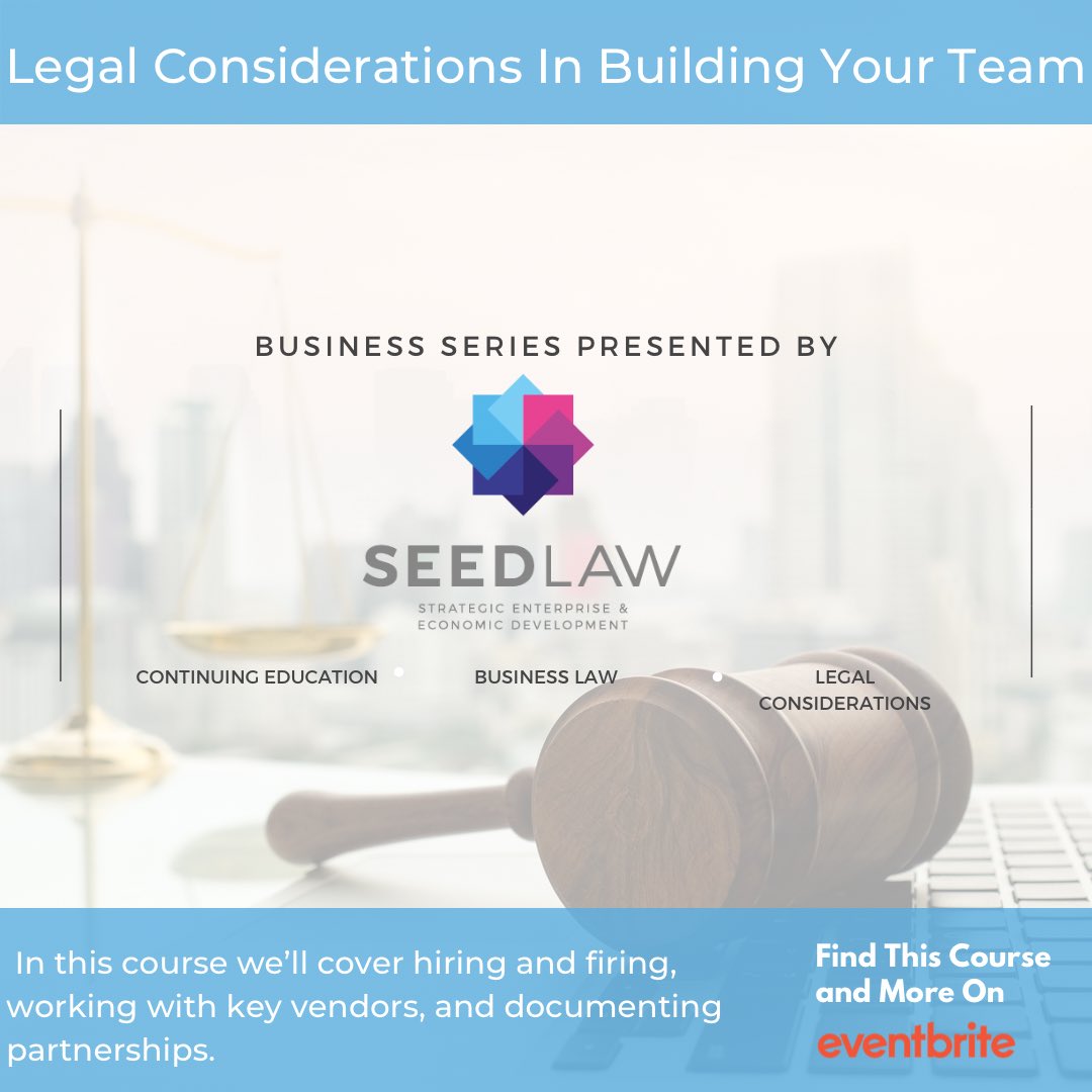 Register Here: eventbrite.com/e/legal-consid…

To schedule a consultation with a SEED Law attorney, call our office at (816) 945–4249 or schedule your consultation at seed.legal.