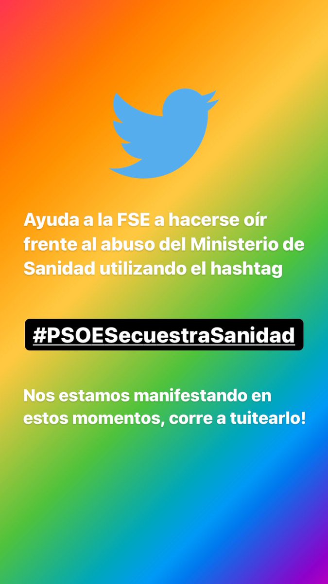 FSEunida's tweet photo. ¡Ayuda a difundir el mensaje subiendo estas historias a Instagram! #PSOESecuestraSanidad https://t.co/qoIHpRjyz4