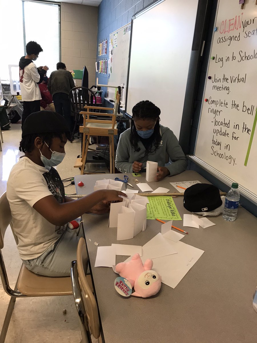 Card tower challenge! Must support a stuffed animal. Tallest tower wins! #agthsv <a href="/VeasyMs/">James</a> <a href="/alherron10/">Ashley Herron</a> <a href="/HSVk12/">Huntsville City Schools</a> <a href="/ElizabethLong01/">Elizabeth Long, Ph.D.</a> @Leah_MagnetHSV