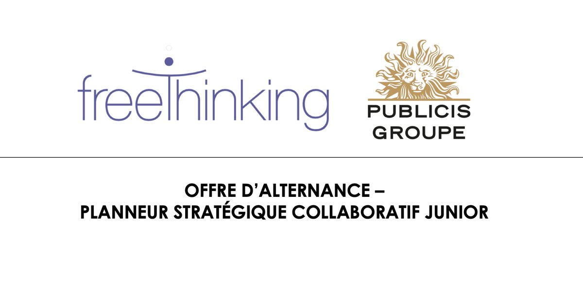 FreeThinkingLab's tweet image. Offre Alternance : nous recherchons notre futur(e) planneur stratégique collaboratif junior. 
lion.box.com/s/p68934g8iaz2…
Avis à celles et ceux ayant le goût des autres, des marques et des insights.