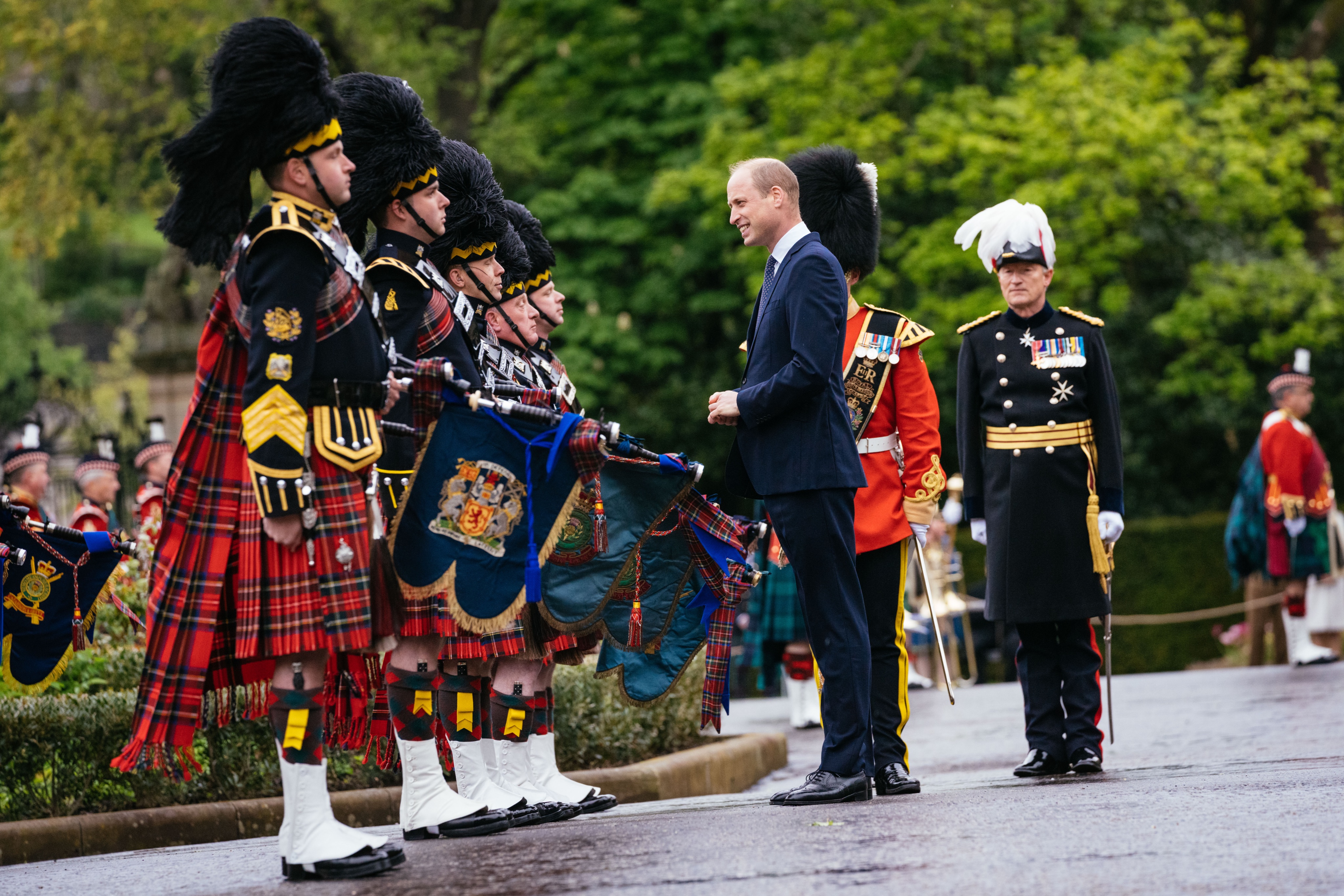 The Duke And Duchess Of Cambridge Prince William Inspects A Guard Of Honour At The Palace Of Holyroodhouse As He Is Formally Welcomed As Lord High Commissioner To The General