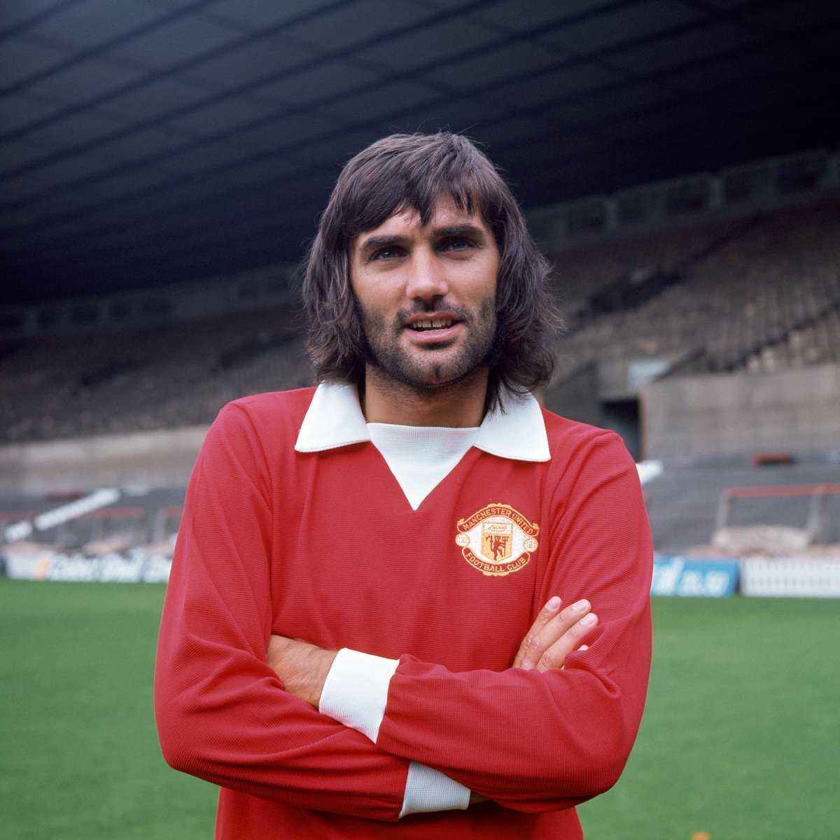 ManUtd's tweet image. Today we remember one of football’s and #MUFC’s finest, George Best, on what would have been his 75th birthday ❤️