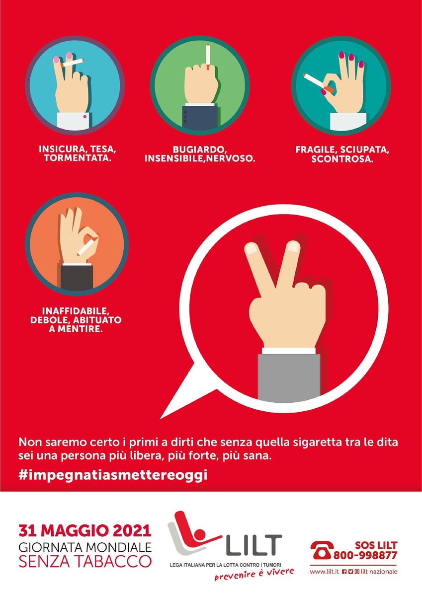 ‼️ #IMPEGNATIASMETTEREOGGI
👉🏻 31 MAGGIO 2021
GIORNATA MONDIALE SENZA TABACCO 🚭
#LILTPALERMO 
SOS LILT 800-998877
liltpalermo.it
#salute #liltsicilia #news #lilt #palermo