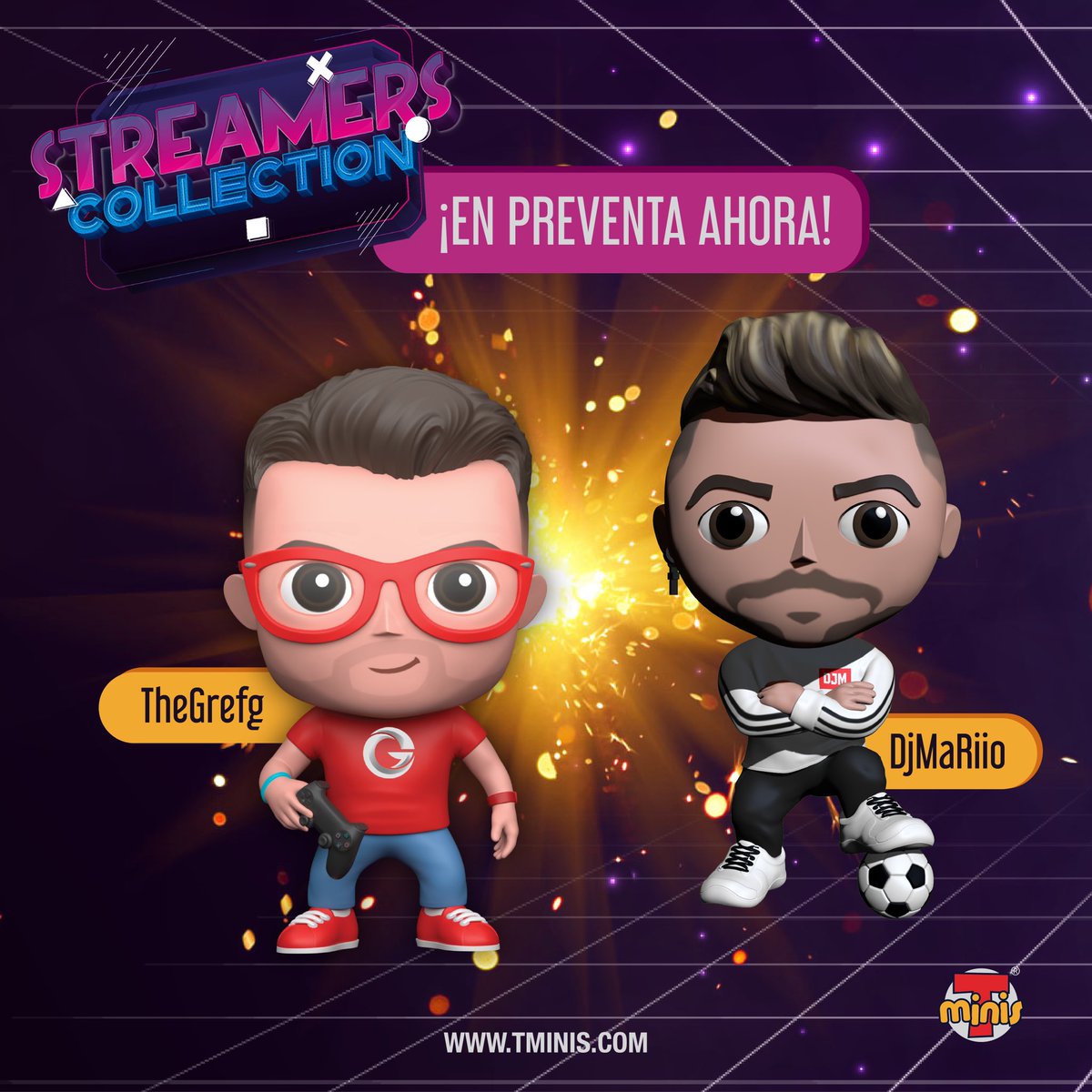 tminisoficial's tweet photo. Nuestra nueva colección #StreamersCollection está que arde. 🔥 ¡En preventa YA en nuestra web! 

¡Corred que vuelan! ☄️ @grefg_official @djmariio 

#streamerscollection #muñecosstreamers #idolosenminiatura #streamersenminiatura #grefg #djmario #figurascoleccionables https://t.co/cp7pFQgMqo