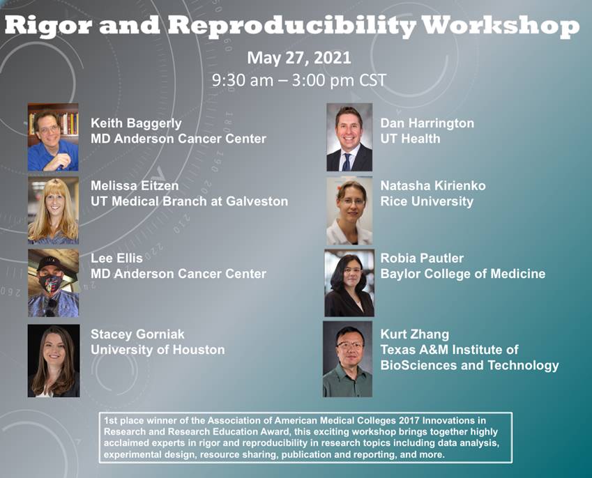 #MedTwitter #SciTwitter Please consider registering for the Gulf Coast Consortia (GCC) #Rigor and #Reproducibility Workshop, which will take place online on May 27, 9:30-3:00 pm CST. Space is limited and the deadline to register is Tuesday, May 25th.