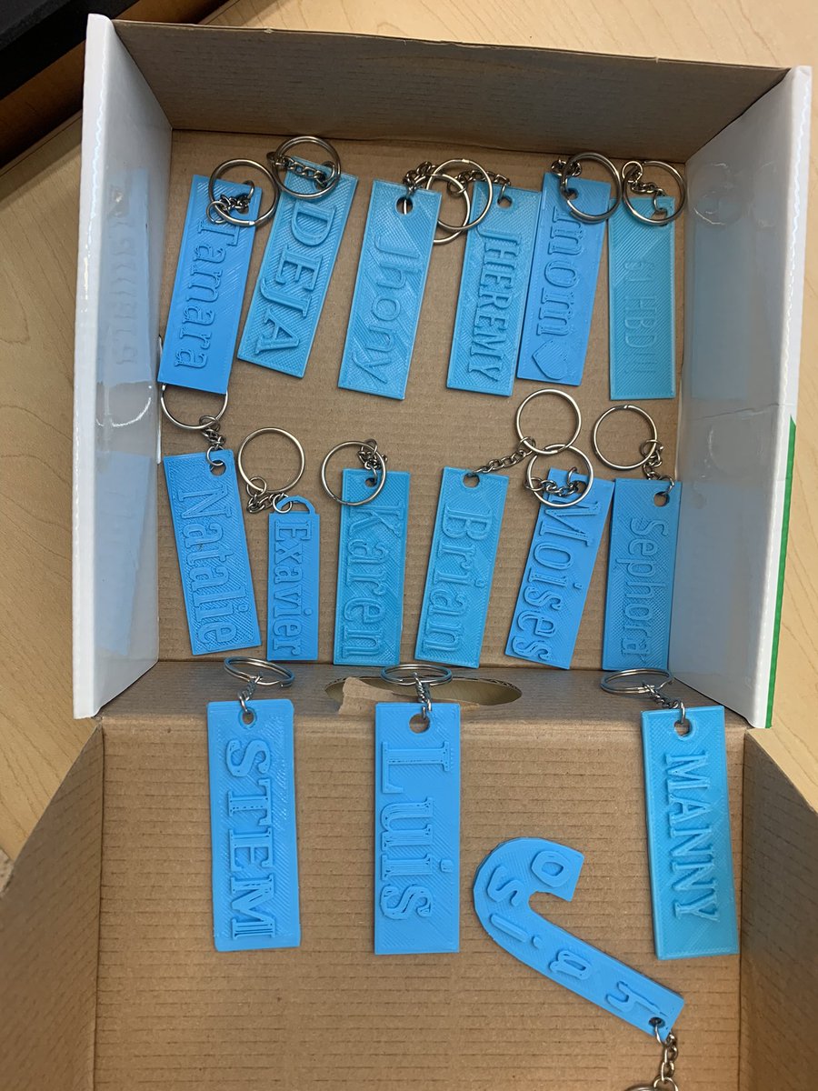 Very exciting news today at <a href="/PAES231/">parkaveschool</a> for STEM! Student's <a href="/tinkercad/">Tinkercad</a> keychains have been 3D printed! I can't wait for student pick up. ⚙️✨ <a href="/UrbanEducator81/">April Stokes</a> <a href="/Principal_MH/">Park Avenue School, Orange, NJ</a>  <a href="/Gerald_Fitzhugh/">Gerald Fitzhugh II, Ed.D. 👌🏾♦️👌🏾♦️KAY</a>