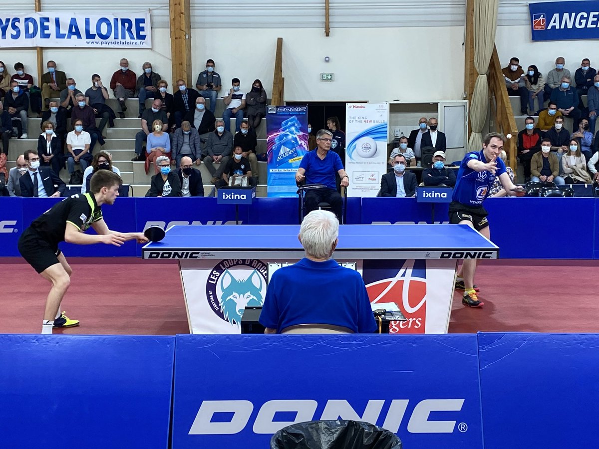 Angers's tweet image. Le soir des champions côté Ping, les @loupsdangers mènent 1-0 face à Hennebont #SportAngers 🏆