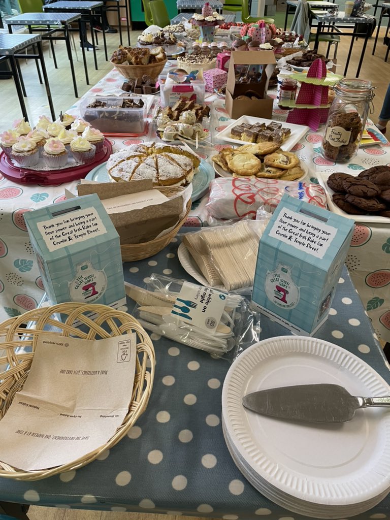 UrsulaMcCabe17's tweet photo. @OldBawnCS staff pulled out all the stops for the @TempleStreetHos #irishbakeoff. Superbly organised by the HE Dept. Thanks to @najatot17 @EmmaBla17958080 and Cora! 👏🏻👏🏻 A whopping amount raised for a great charity. A lovely end to the week 😊😊 https://t.co/llql7dSRIK