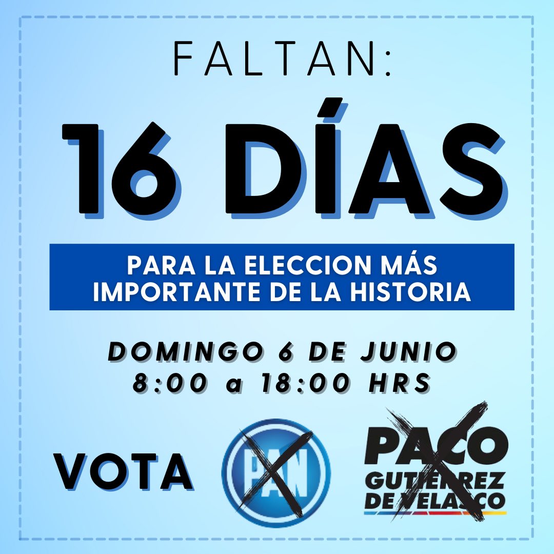 PacoGutierrezD1's tweet photo. Estamos a solo 16 días de la elección más importante de nuestra historia, es momento de recuperar el voto real de los mexicanos en el congreso! 🙌🏼

Este 6 de Junio VOTA PAN! ✌🏼💙

#Pacogutierrezdevelasco #Candidato #Diputadofederal #Distrito4 #Elecciones2021 https://t.co/BUeQyXG7nU