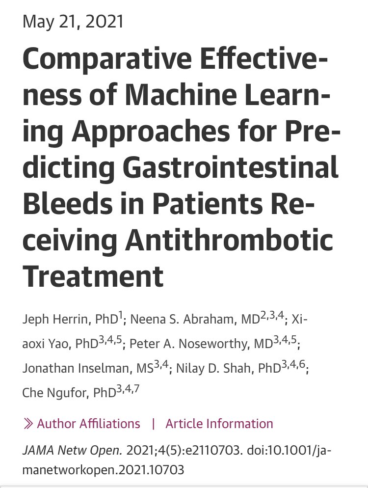 NeenaSAbrahamMD's tweet photo. Yes! We can do better!

🎯Our study shows machine learning models outperform HAS-BLED score in predicting GIB in cardiac patients. 👇🏽

#CardioGI   #cardiotwitter #GITwitter #MedTwitter https://t.co/X87C8LjiQD