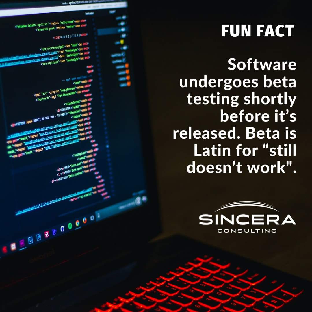 sincera_india's tweet image. Beta is Latin for “still doesn’t work&quot;.

A beta phase generally begins when the software is feature complete but likely to contain a number of known or unknown bugs.

#BetaTesting #SoftwareBetaTesting #BetaSoftware #BetaVersion #Betaware #SoftwareDevelopment #SinceraIndia