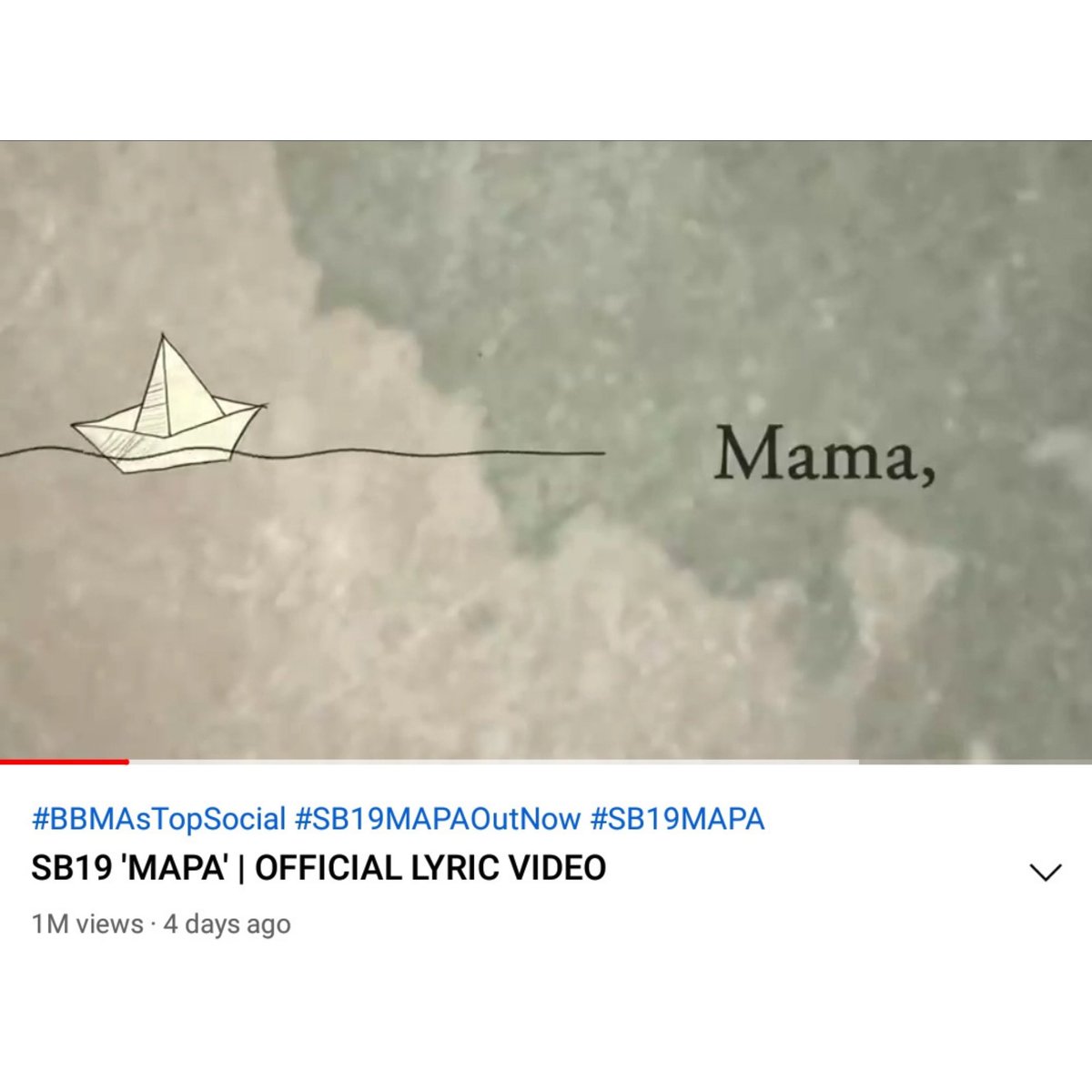 SB19Official's tweet image. 🎉 #SB19MAPA1MViews

#SB19MAPA now has 1 Million views on YouTube! Thank you, ATIN.

🎬 Watch on YouTube: youtu.be/DDyr3DbTPtk
🎧 Listen on Spotify: sptfy.com/iu0A

#BBMAsTopSocial @SB19Official