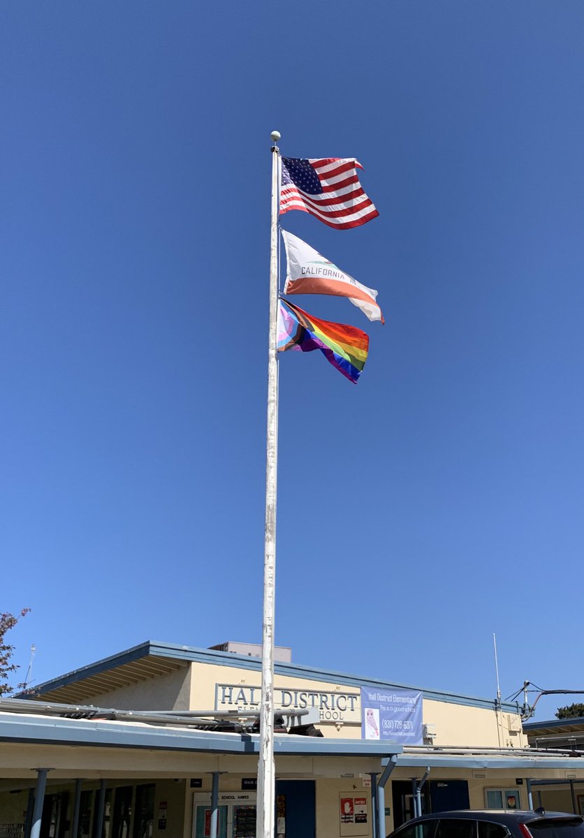 In honor of #harveymilkday, Hall District raised the progress flag and commits to providing a safe and inclusive space. #pvusdcares <a href="/PajaroValleyUSD/">Pajaro Valley Unified School District</a> <a href="/mlrod32/">Dr. Michelle Rodriguez</a> <a href="/pvusdReads/">MrKElemEd</a>
