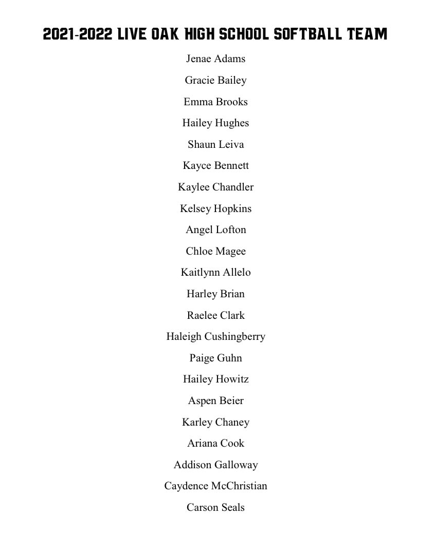 Congratulations to the 2021-2022 LO Softball team. We are looking forward to this next year! Let’s get to work💪