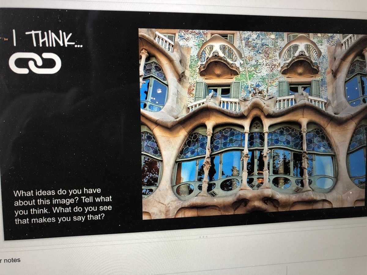 CatGilbertArtEd's tweet photo. First grade artists use STW thinking to explore innovative architecture...When you are 6 Gaudi’s balconies become monster eyelids. Can you unsee it? #DMSEF #dmusd #sycridge #SRidgeSTEAM https://t.co/6YrxcTSvip