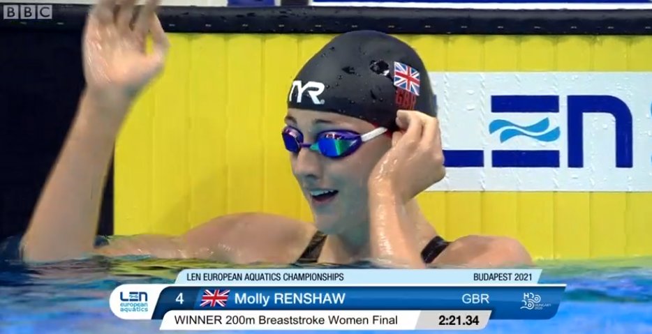 GOLD!!!

Nottinghamshire's <a href="/MollyRenshaw/">mol renshaw</a> wins the 200m breaststroke at the European Swimming Championships!

She swam the second fastest time in the world this year.