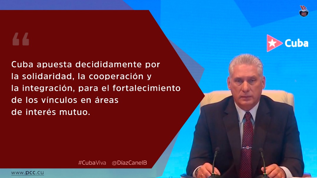 El Primer Secretario del #PCC y Presidente de la República, @DiazCanelB, participó por primera vez este viernes en el Consejo Supremo Económico Euroasiático, luego de que el pasado 11 de diciembre fuese aprobado el estatus de Observador para #Cuba. #CubaViva