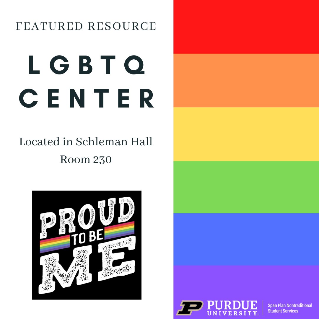 PurdueSpanPlan's tweet photo. Nontraditional Students, did you know that we have an amazing LGBTQ Center on Purdue Campus? Well, we do and the center offers some great resources to all students. Check out this thread to see more about the @purduelgbtq https://t.co/m7MH9as2ap