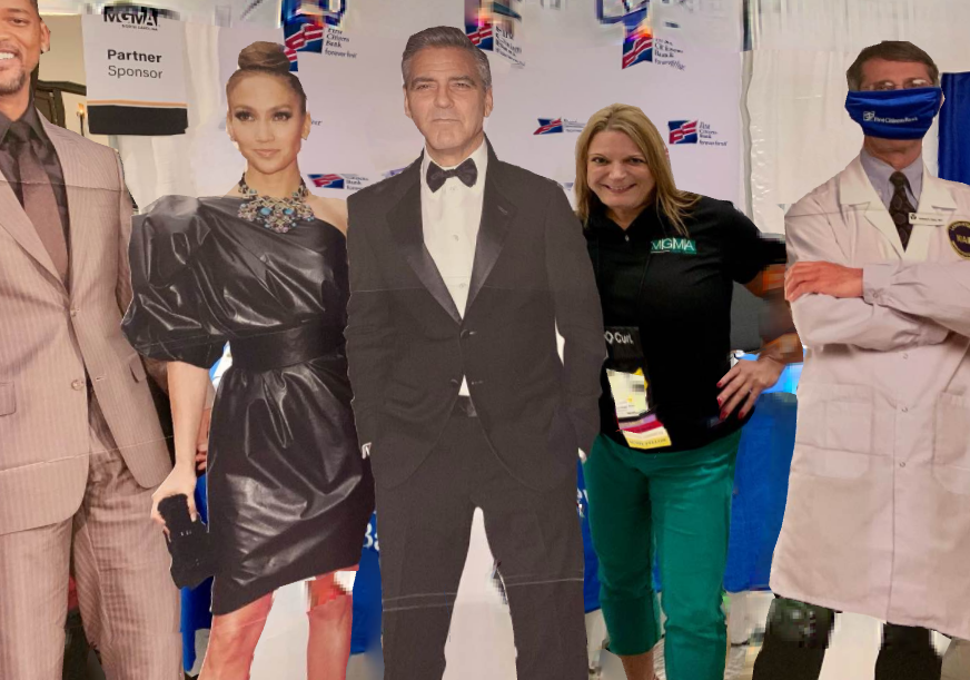 ncmgm's tweet photo. @firstcitizens brought some fun to the exhibit hall at the Annual Conference. Check out JLO and Dr. Fauci! 

View our full list of exhibitors at https://t.co/iVb8PNWY9O. #NCMGMA https://t.co/0AhYFZM0Dc