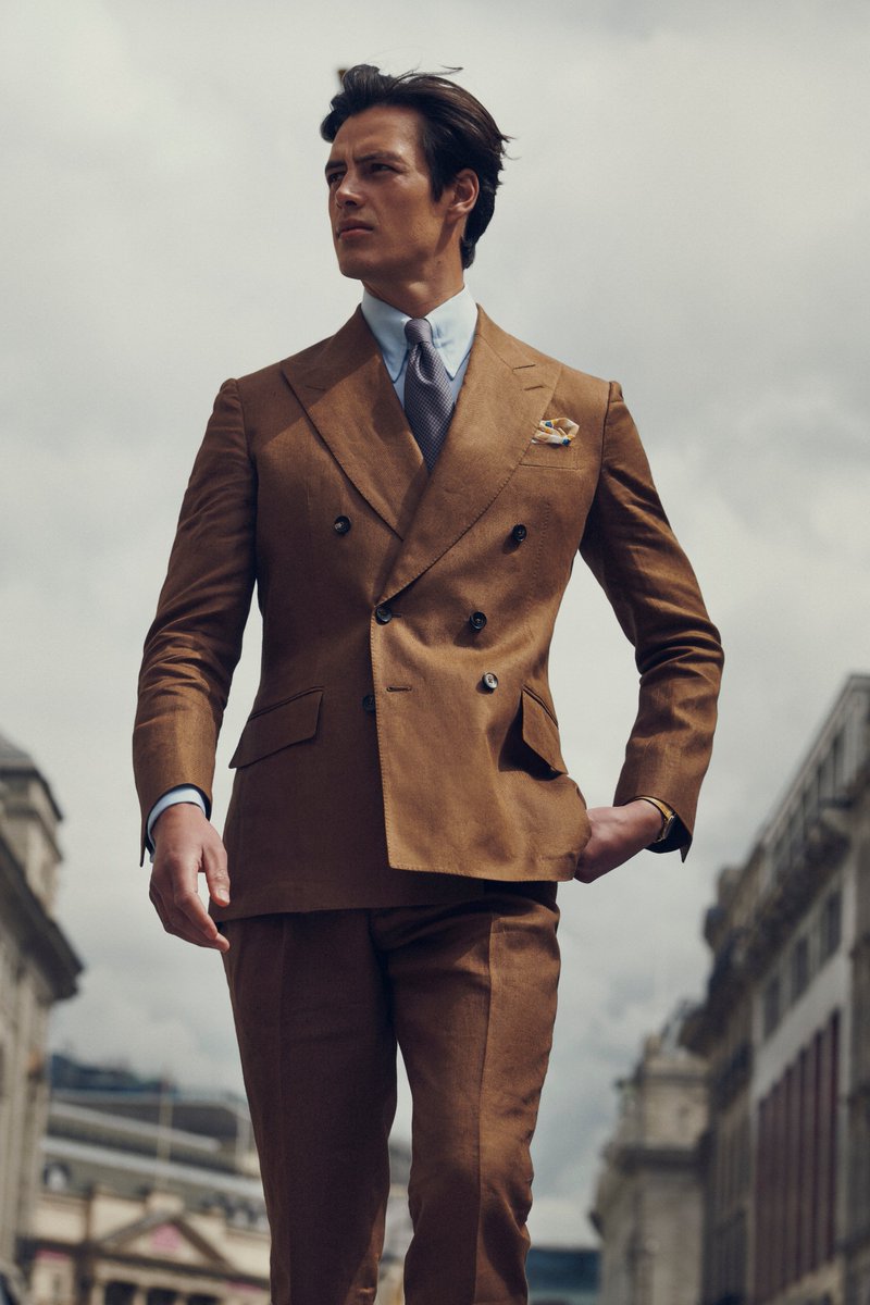 tobacco double breasted suit Tobacco is definitely the colour for summer, especially when it comes to  fine Irish linen tailoring. #TheRakeTailoredGarments double-breasted suit,  therefore, is a must-have: https://t.co/ti8RyZknyc
