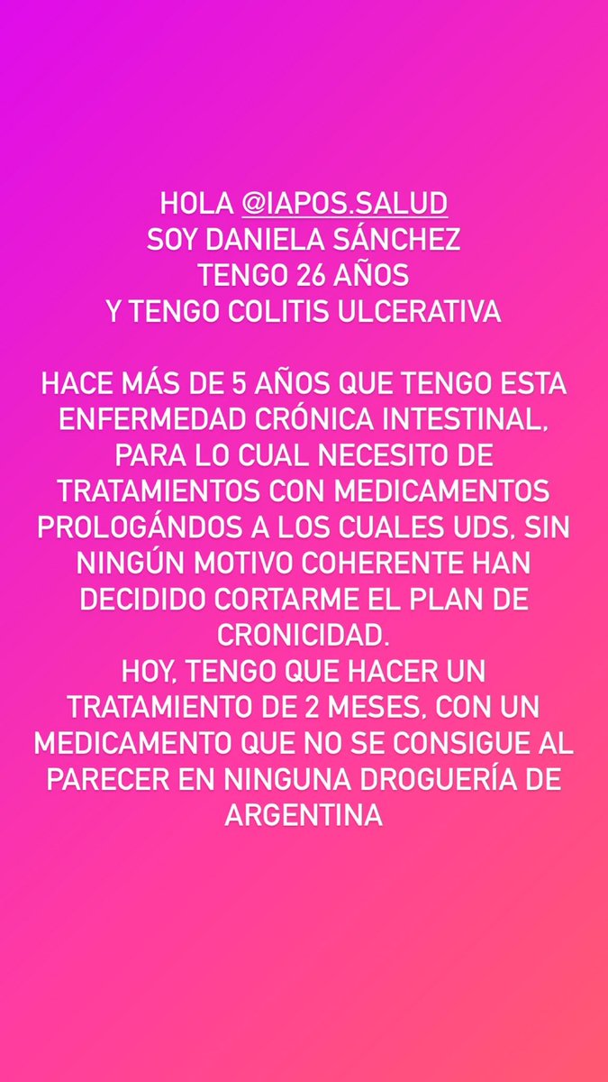 danivvsanchez's tweet photo. Iapos me está negando el derecho a la salud. Y hoy, que me deberían proveer de un medicamento extremadamente difícil de conseguir (al parecer, no hay en ninguna droguería del país), no lo hacen. 
Lo tengo que pagar 100%. Pero necesito conseguirlo. https://t.co/nzf5aoW2M5