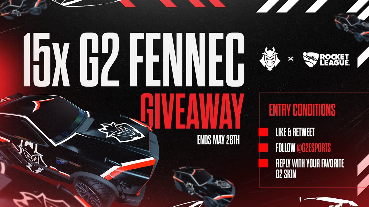 G2esports's tweet image. Time to get the Major hype going 🔥

To enter our G2 Fennec Giveaway:
✅ Follow us
❤🔁 Like &amp;amp; RT
💬 Reply with your favorite G2 Rocket League skin!

Giveaway ends May 28th, good luck!