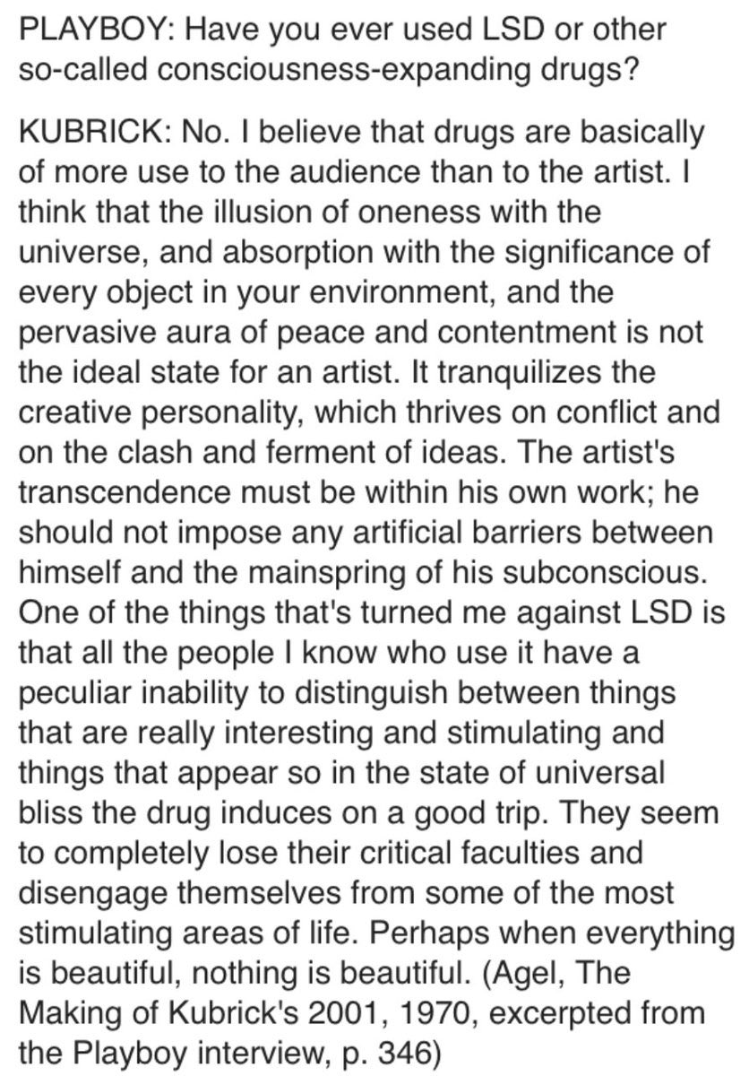 Stanley Kubrick’s opinion on LSD
