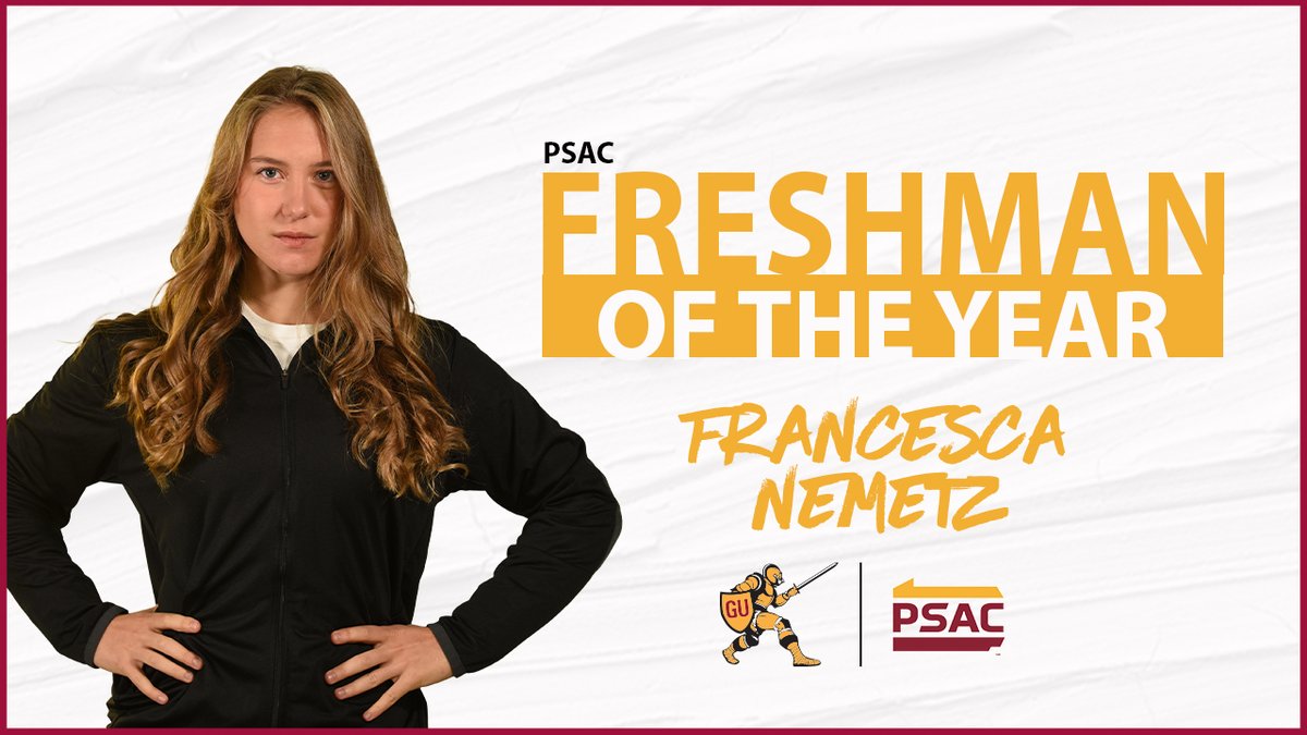 Congratulations to <a href="/GannonSwimming/">Gannon Swim and Dive</a>'s Francesca Nemetz for earning Freshman of the Year honors!

A couple of highlights:

⚔️4 All-Conference finishes at PSACs
⚔️2 Gannon top 10 times
⚔️4 event wins

📰: bit.ly/3f8dYOj

#UKnighted