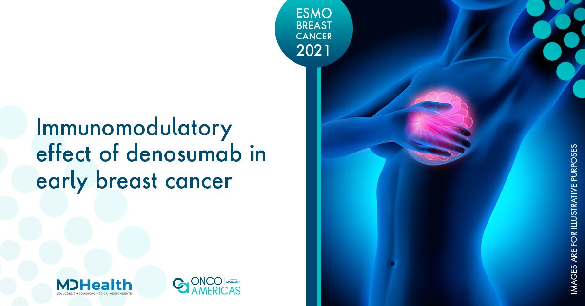Preliminary data from the study presented at ESMO Breast Cancer 2021 suggest that short-term use of neoadjuvant denosumab increases the number of tumor-infiltrating lymphocytes. 
More information: bit.ly/3u4m5zn
#ESMOBreast21 #breastcancer