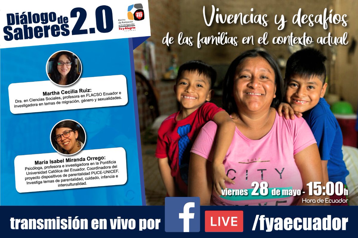 cfifyaec's tweet photo. Les animamos a participar de nuestra nueva edición de los Diálogos de Saberes 2.0, esta vez con la temática: Vivencias y desafíos de las familias en el contexto actual. 
¡Les esperamos!
@fyaecuador https://t.co/TCVIEpQXby