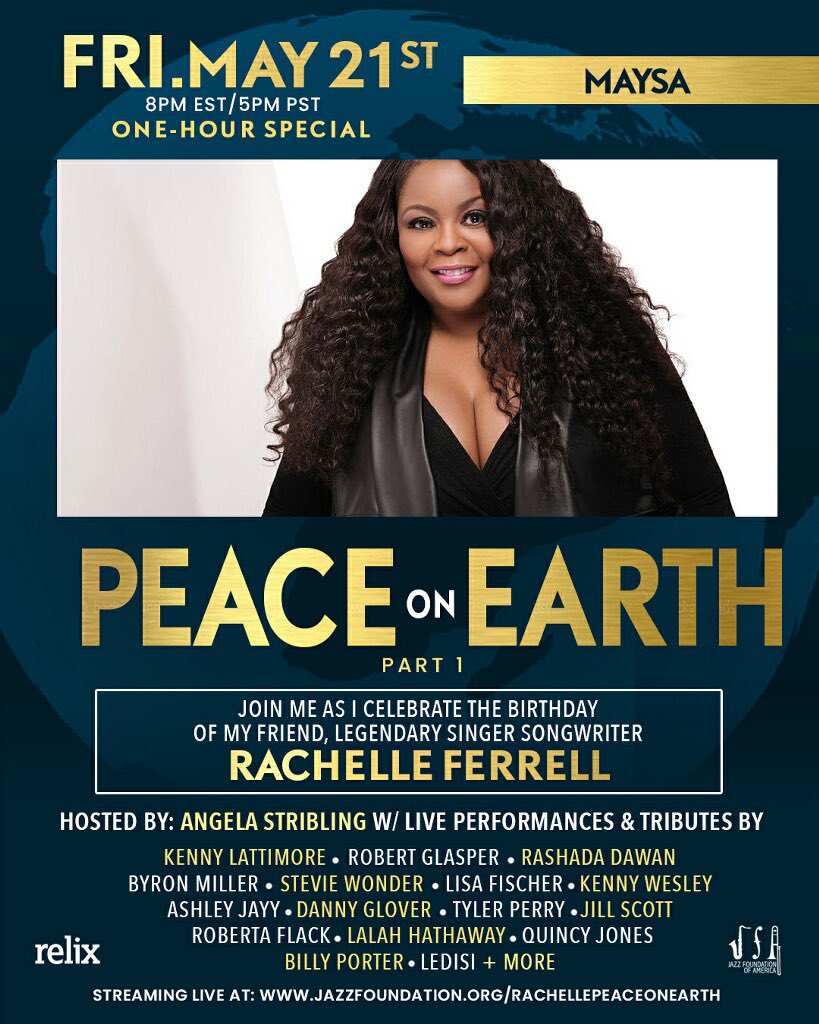 SURPRISE GIG!! I’m so honored to sing on this virtual concert for Rachelle Ferrell’s 60th Birthday Celebration!! Please spread the word and let’s show a world of love for one of our vocal treasures!!! TONIGHT!! Jazzfoundation.org/Rachellpeaceon…